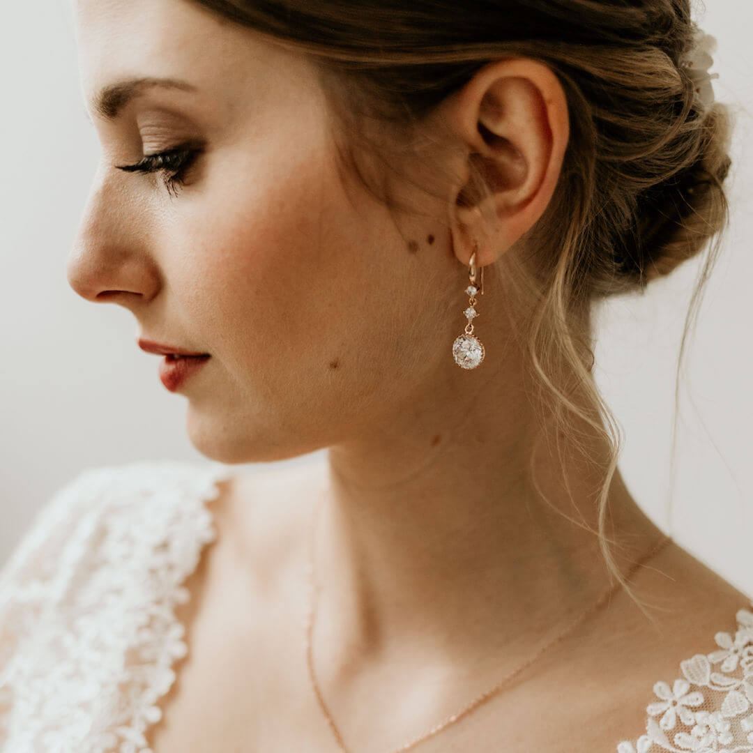 QUKE Silber-Ton Zirkonia Kristall künstliche Perle Hochzeit Braut Ohrhänger hängend Ohrringe Modeschmuck 