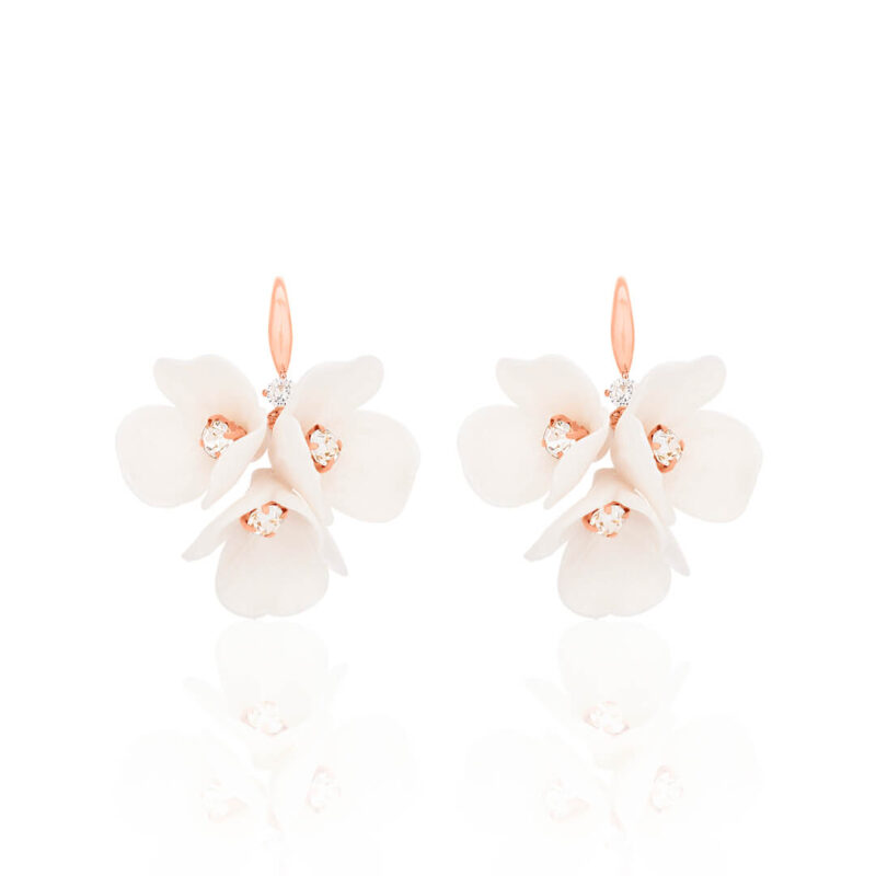 Blüten Ohrringe rosegoldfarben Brautohrringe von Sternenauge