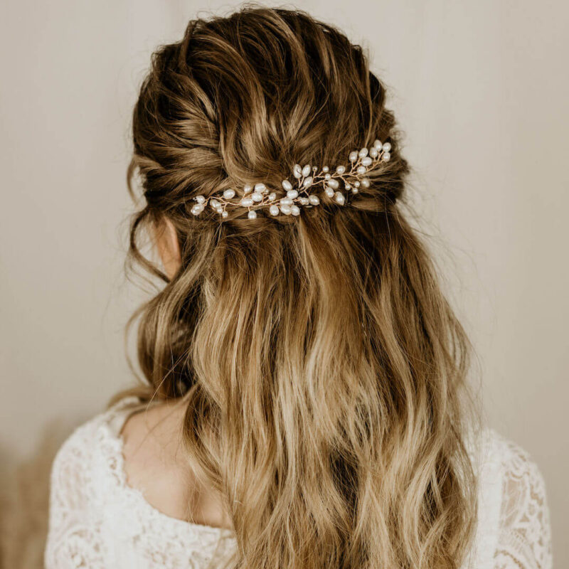 Haarschmuck Braut Perlen mit echten Süßwasserperlen